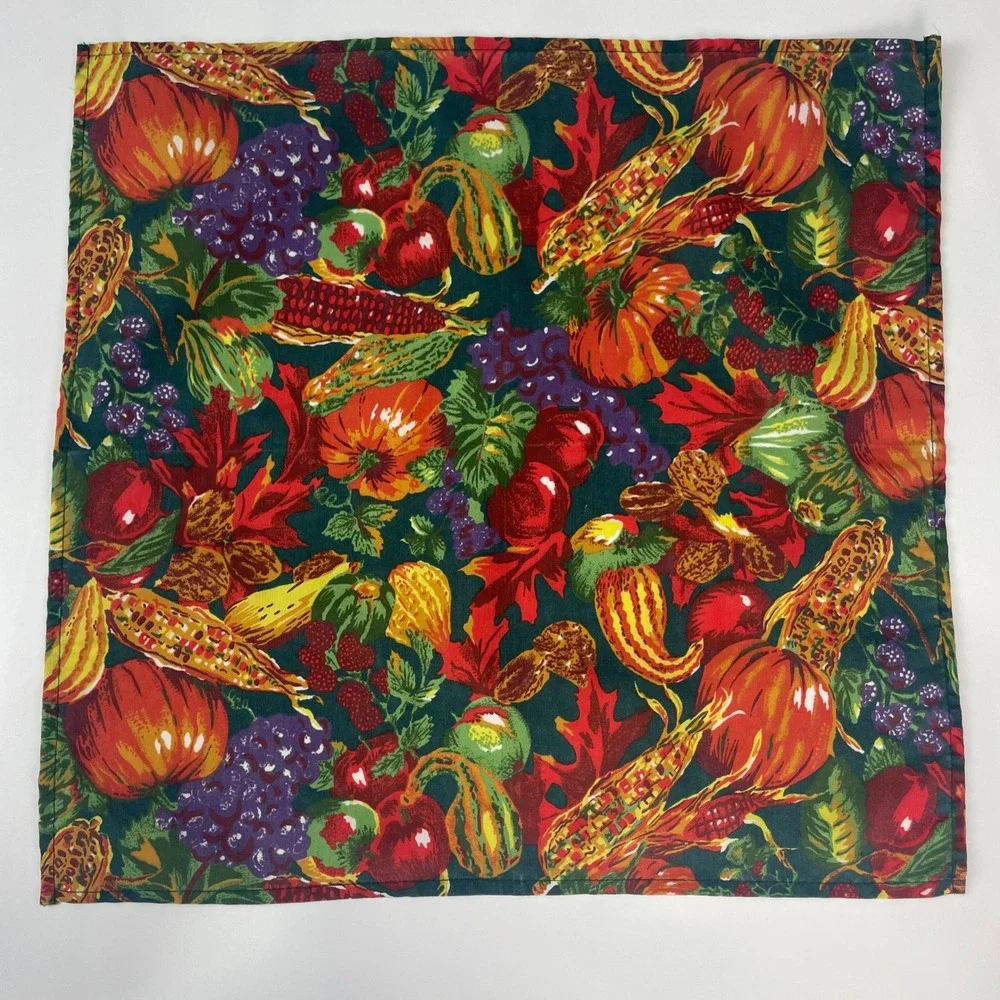 Autumn Cloth Napkins Mixed Harvest Fruit Vegetable‎ Set of 6 Different Sizes